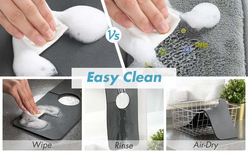 Super Absorbent Splash Guard Mat for Sink Faucet – Black or Gray