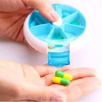 Rotating Pill Box with Compartments – Weekly 7-Day Organizer with Button Dispense
