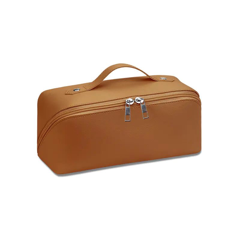 Korean Style Simple Leather Makeup Bag with Large Capacity