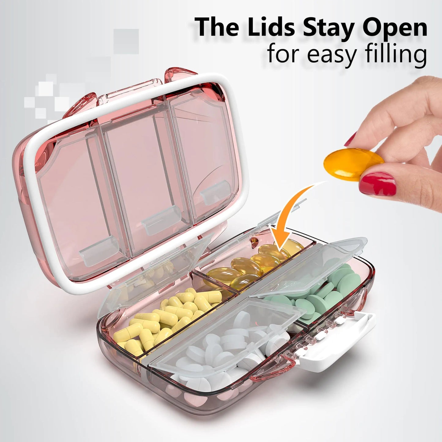 MoistureProof™ Travel Pill Organizer – Daily Medicine Box with Double Lock