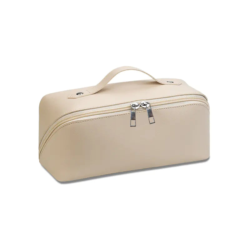 Korean Style Simple Leather Makeup Bag with Large Capacity