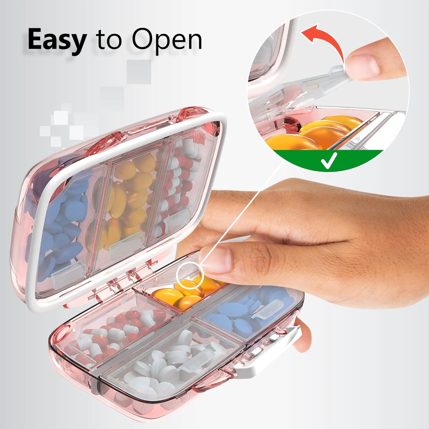 MoistureProof™ Travel Pill Organizer – Daily Medicine Box with Double Lock