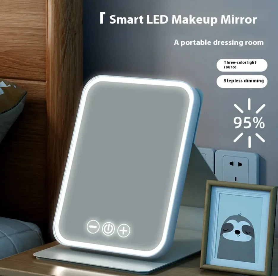 FoldMate™ LED Travel Mirror – Compact, Foldable, USB Rechargeable, Touch Sensor