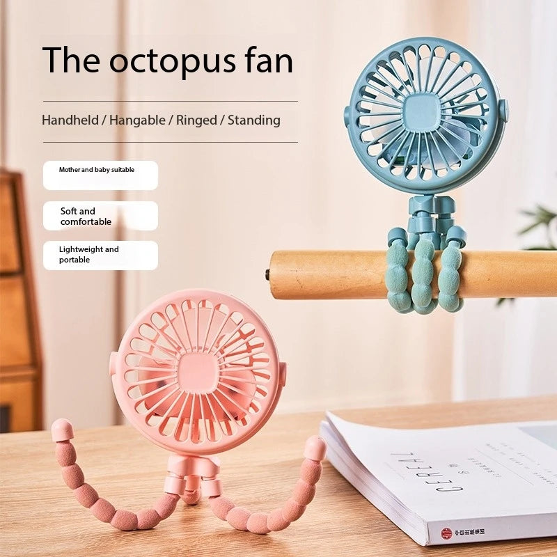 Octopus Mini USB Fan – Clip-On, Handheld & Night Light – Portable Cooling Anywhere