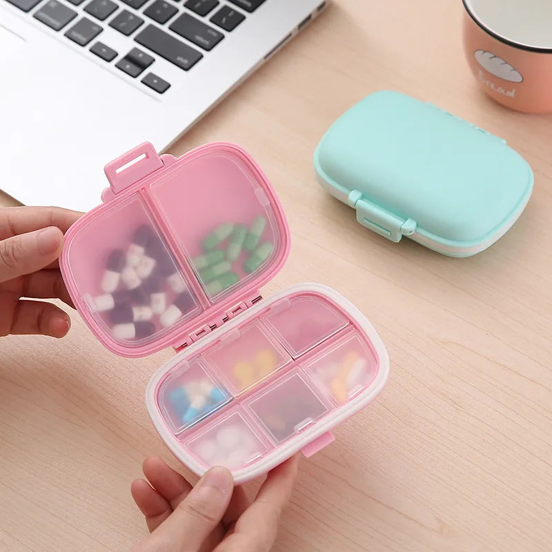 MiniGrip™ 8-Grid Portable Pill Organizer – Weekly Medicine & Vitamin Storage Case