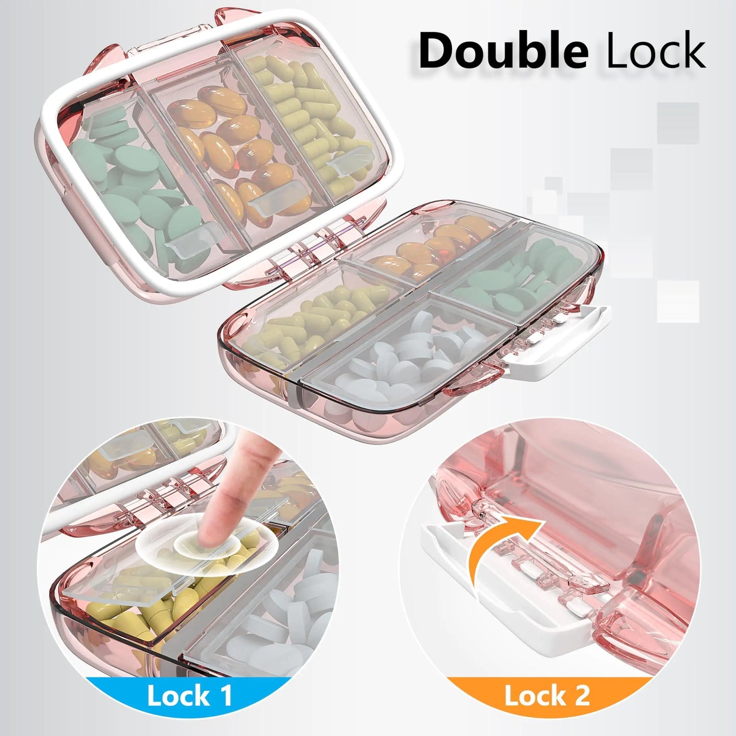 MoistureProof™ Travel Pill Organizer – Daily Medicine Box with Double Lock