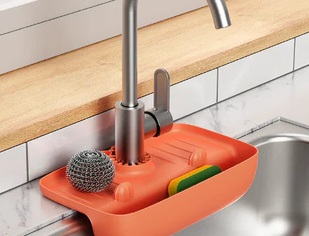 Sink Splash Guard and Drain Storage Rack Holder