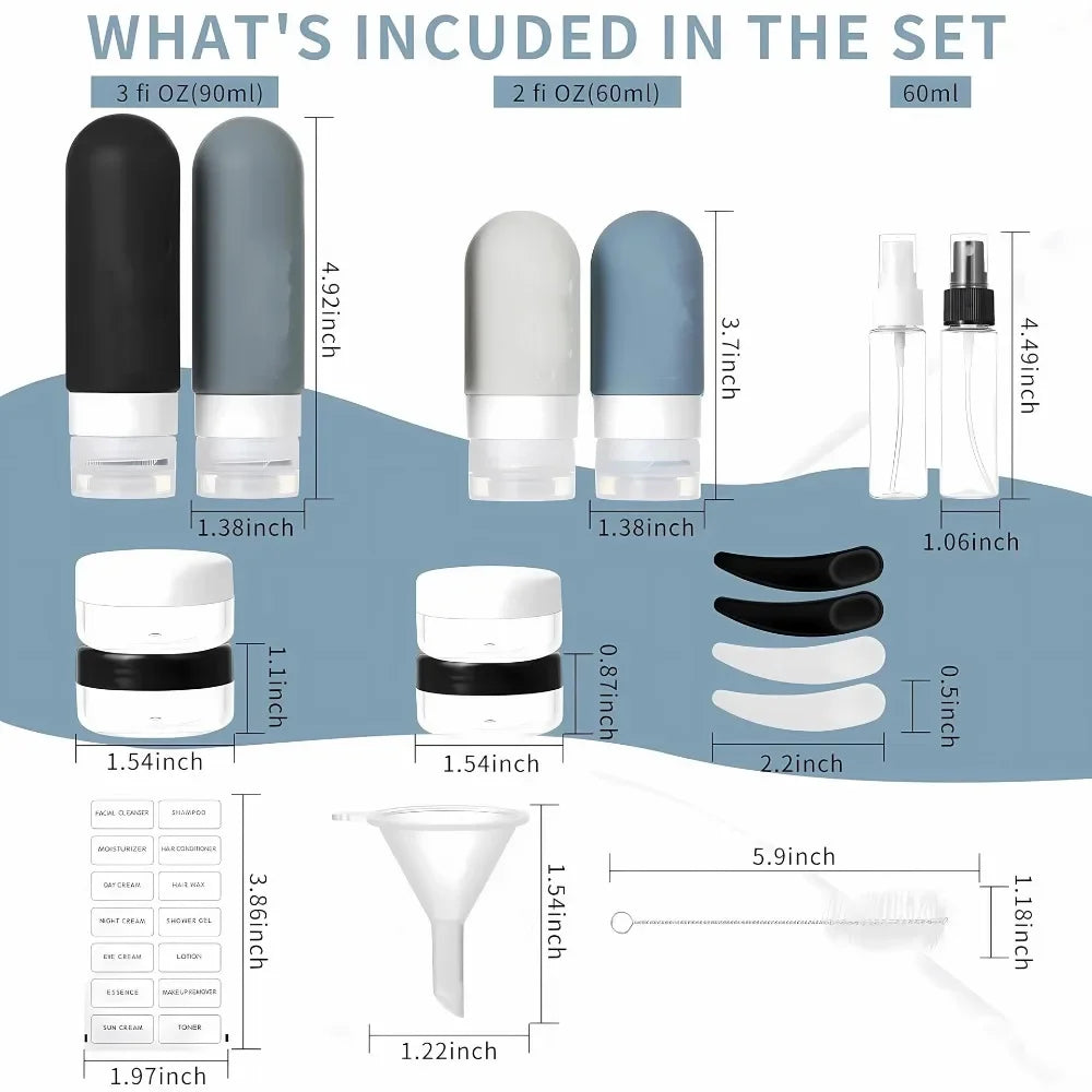🧳 Travel Essentials Mini Bottle Set – TSA-Approved Leakproof Kit