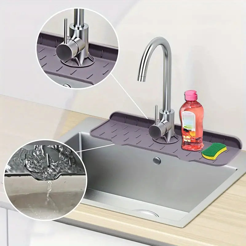 Silicone Faucet Splash Pad and Sink Guard Tray