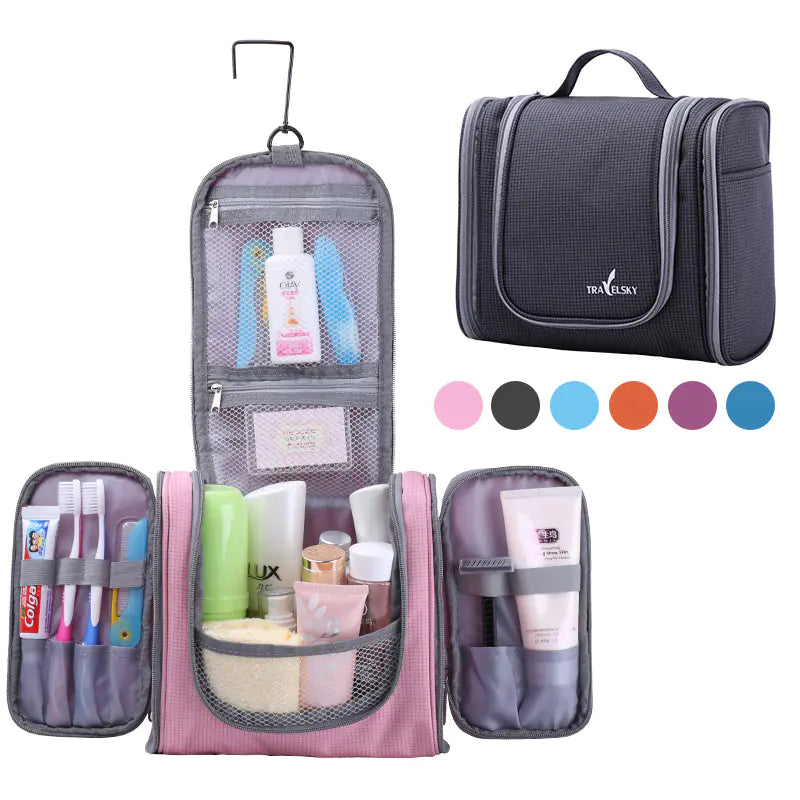 Travel Toiletry Bag and Makeup Organizer (Hanging Design)
