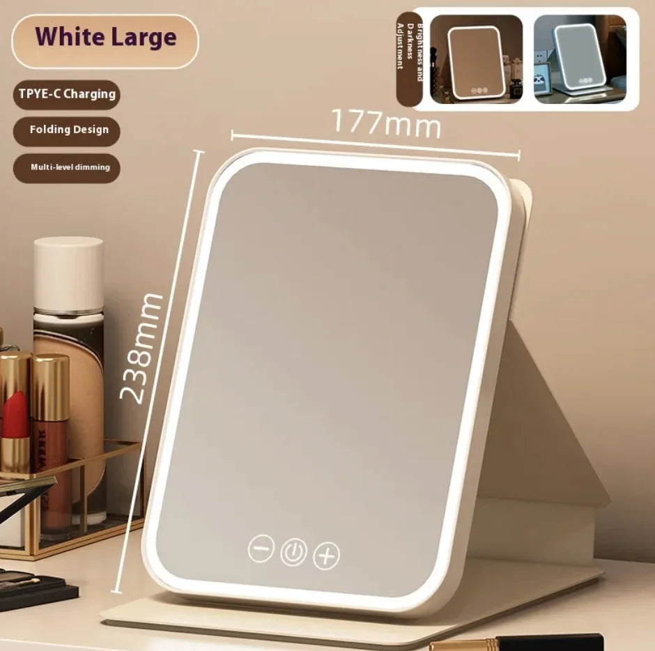 FoldMate™ LED Travel Mirror – Compact, Foldable, USB Rechargeable, Touch Sensor