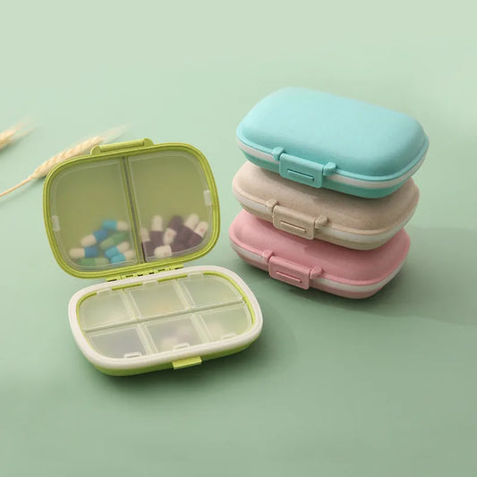 Mini Portable Pills Organizer Case 8 Grids PillBox Tablet Storage