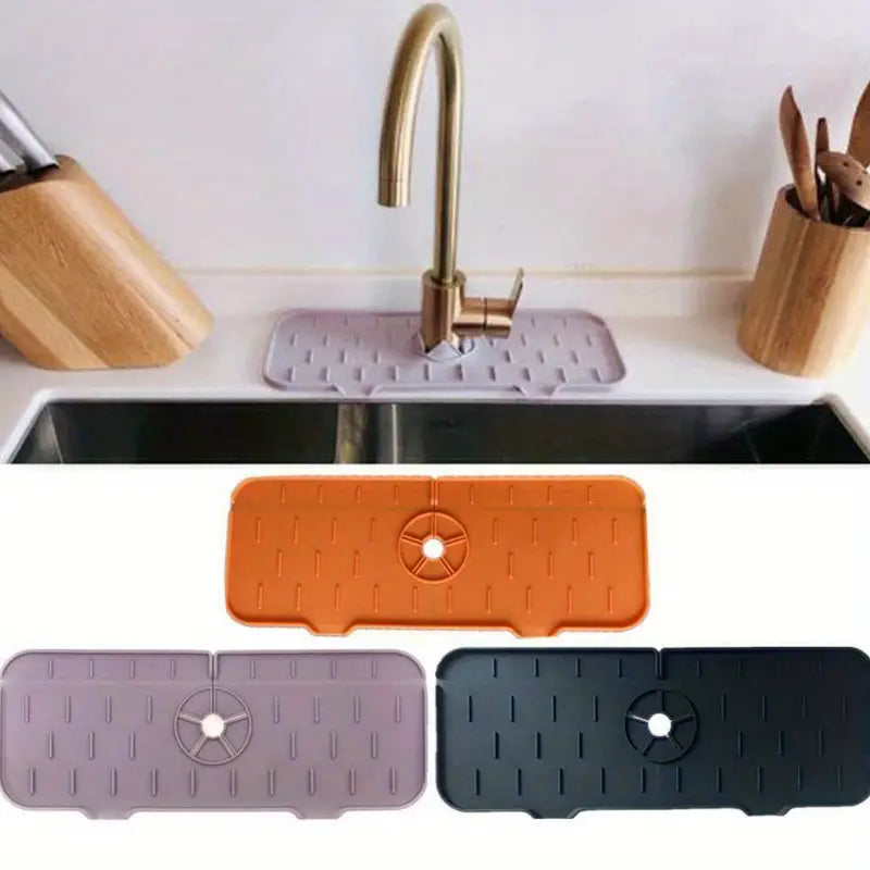 Silicone Faucet Splash Pad and Sink Guard Tray