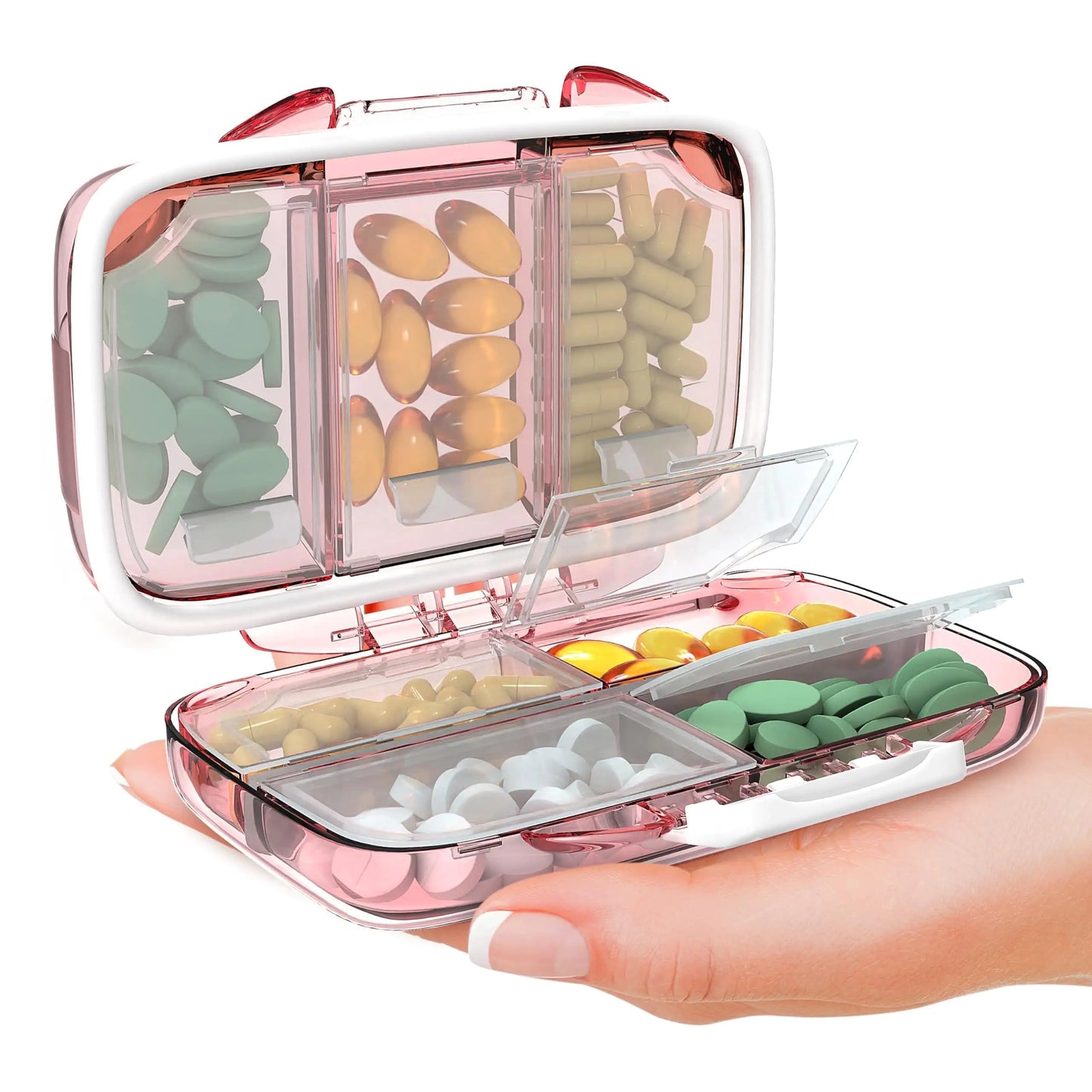 MoistureProof™ Travel Pill Organizer – Daily Medicine Box with Double Lock