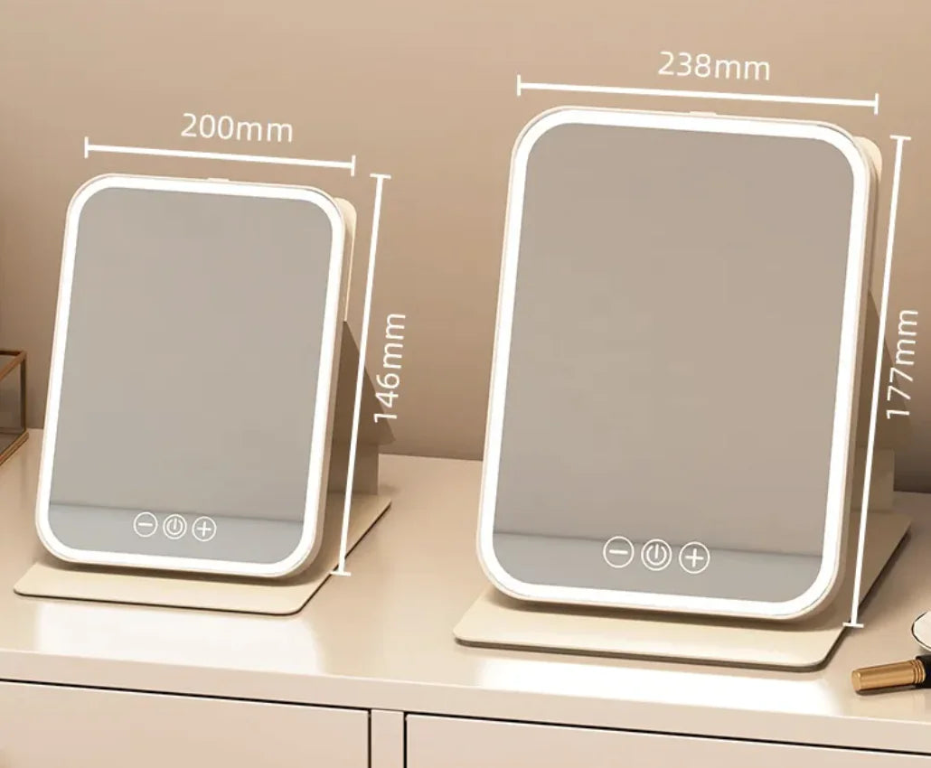 FoldMate™ LED Travel Mirror – Compact, Foldable, USB Rechargeable, Touch Sensor