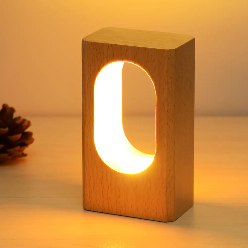 Smart Solid Wood LED Night Light - Unique USB Table Lamp