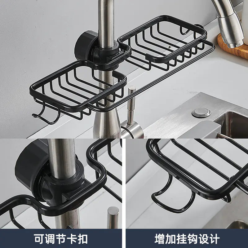 CleanFlow™ Adjustable Kitchen Faucet Rack – Space-Saving Sink Organizer