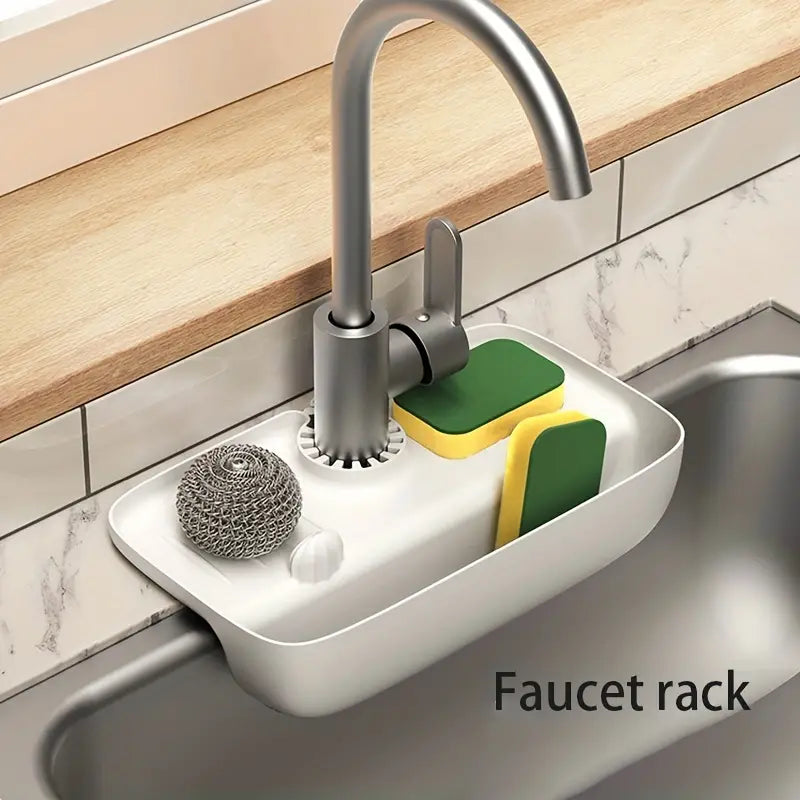 Sink Splash Guard and Drain Storage Rack Holder